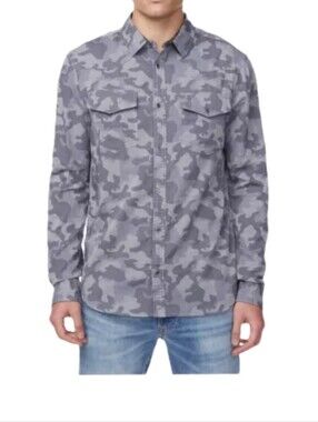Buffalo David Bitton Men's Gray Camo Long Sleeve Button Down Shirt Medium
